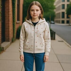 Cat & Jack Sage Zip Up Jacket with Rainbow Designs Kids XL (14)